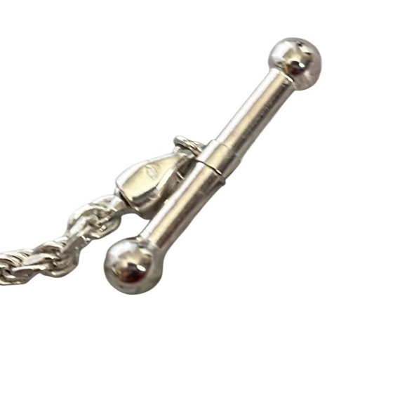 925 Italy Sterling Silver Rope Necklace with T Bar Clasp 18” pre owned - Picture 5 of 5
